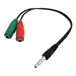 CABLE SPLITTER PLUG 3.5MM A JACK DE MICROFONO Y AUDIO 3.5MM.